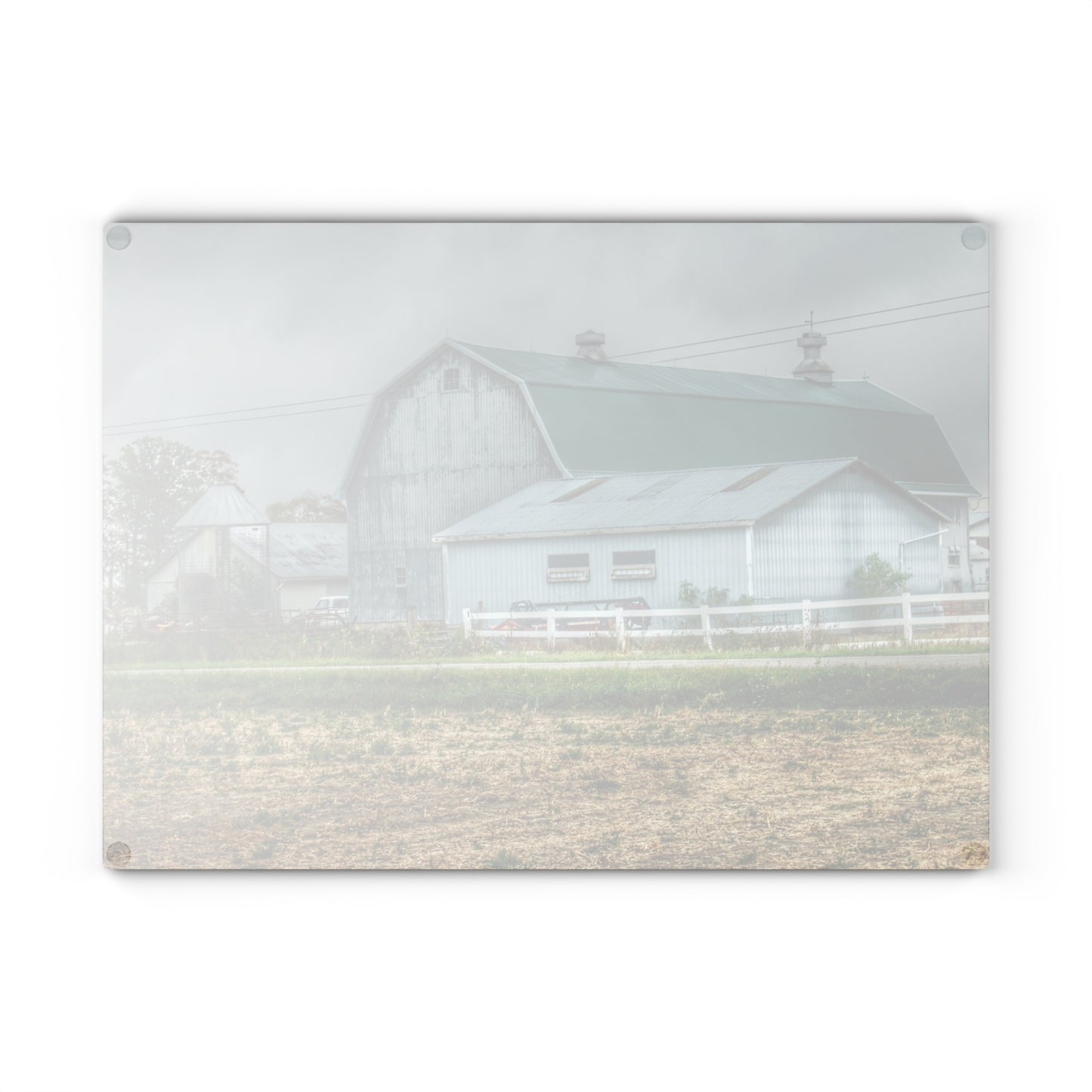 U R There Photography Richville Road Grey II Rustic Farmhouse Tempered-Glass Cutting Board