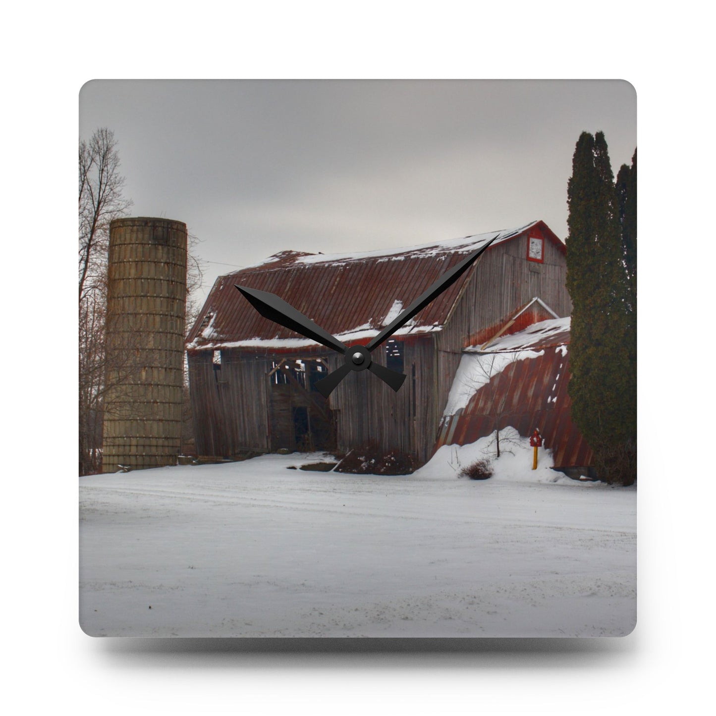 U R There Photography Unionville Grey Rustic Farmhouse Acrylic Analog Wall Clock