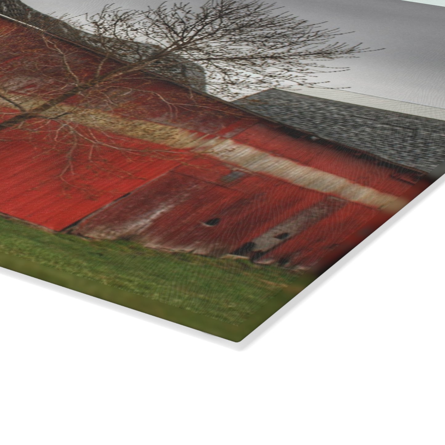 U R There Photography Almont Reds Rustic Farmhouse Tempered-Glass Cutting Board