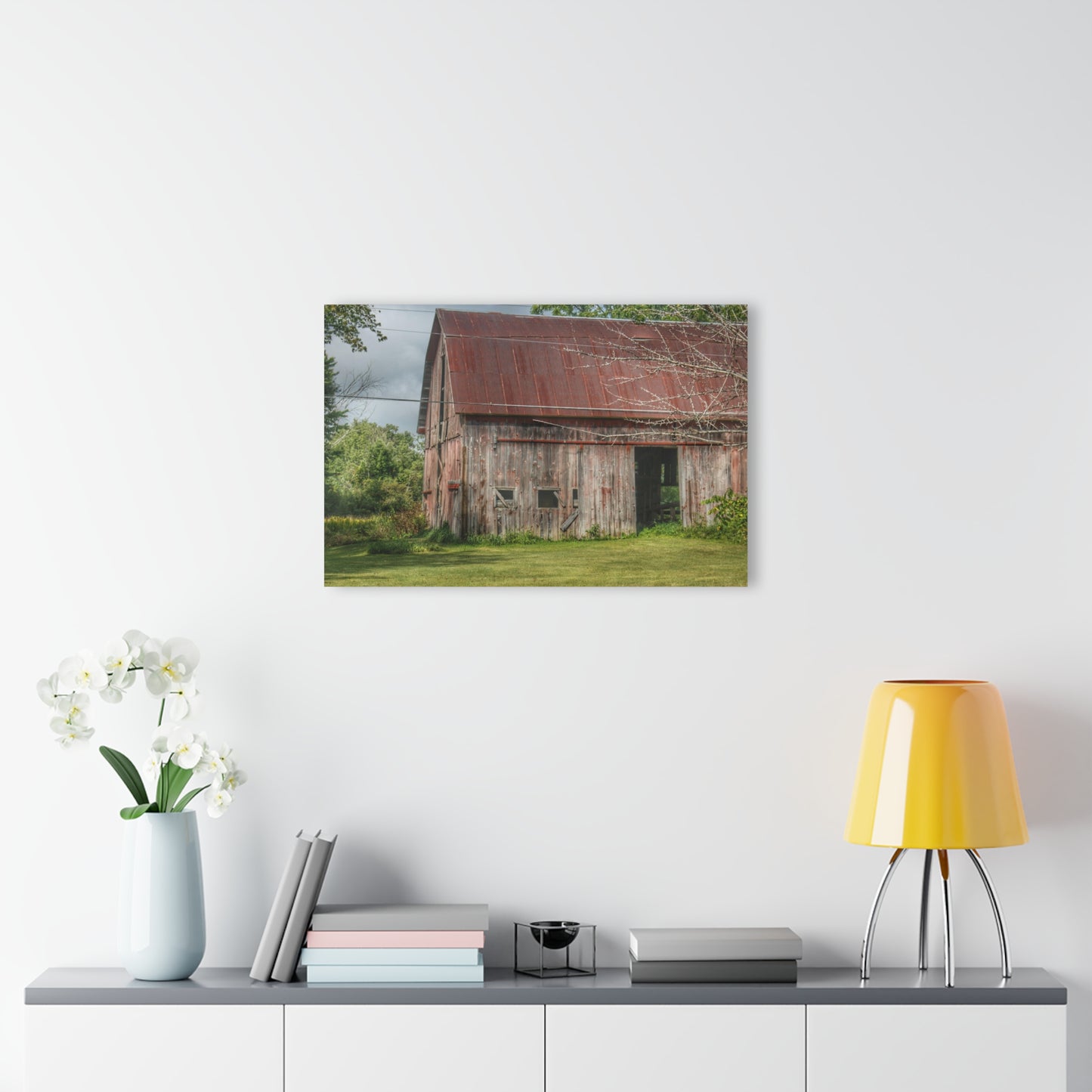 U R There Photography Columbiaville Roadside Grey and Rusted Rustic Farmhouse Acrylic Wall Print
