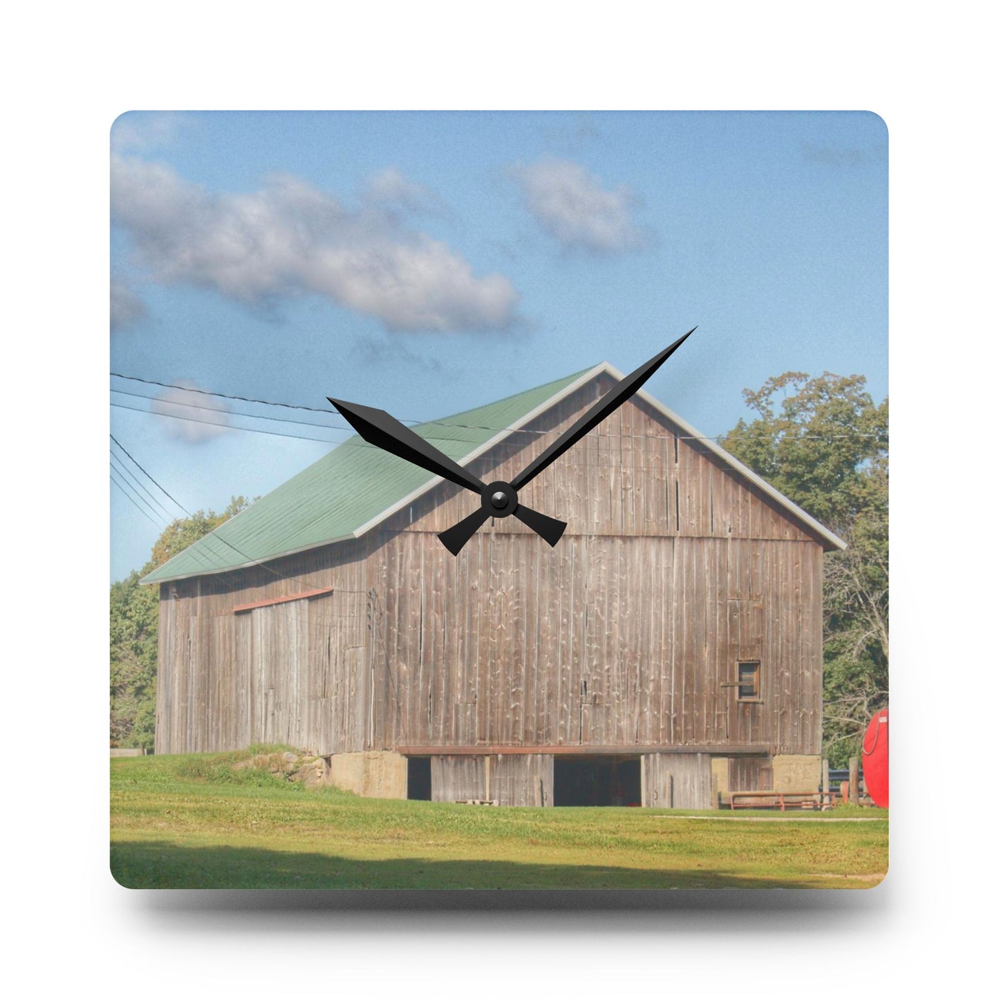 U R There Photography Kingston Road Grey Rustic Farmhouse Acrylic Analog Wall Clock