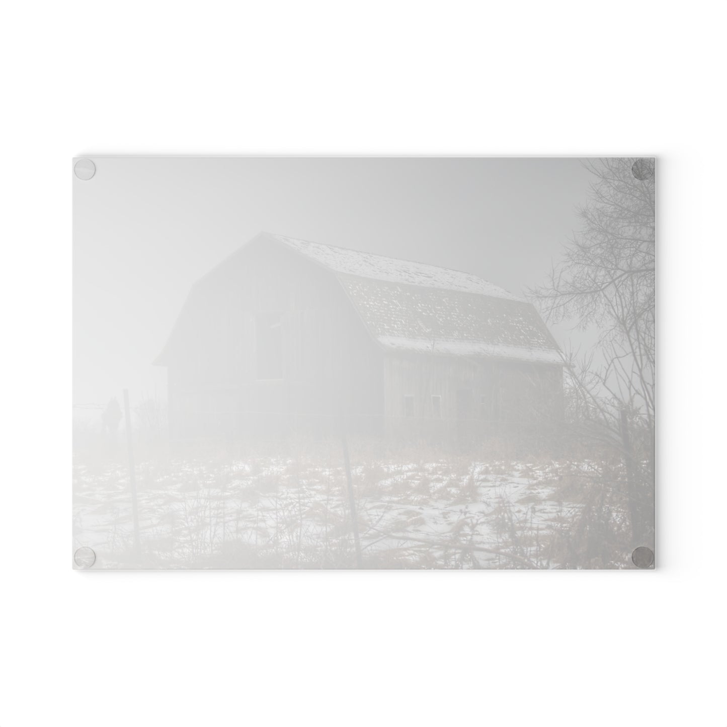 U R There Photography South Kirk Road Grey Rustic Farmhouse Tempered-Glass Cutting Board