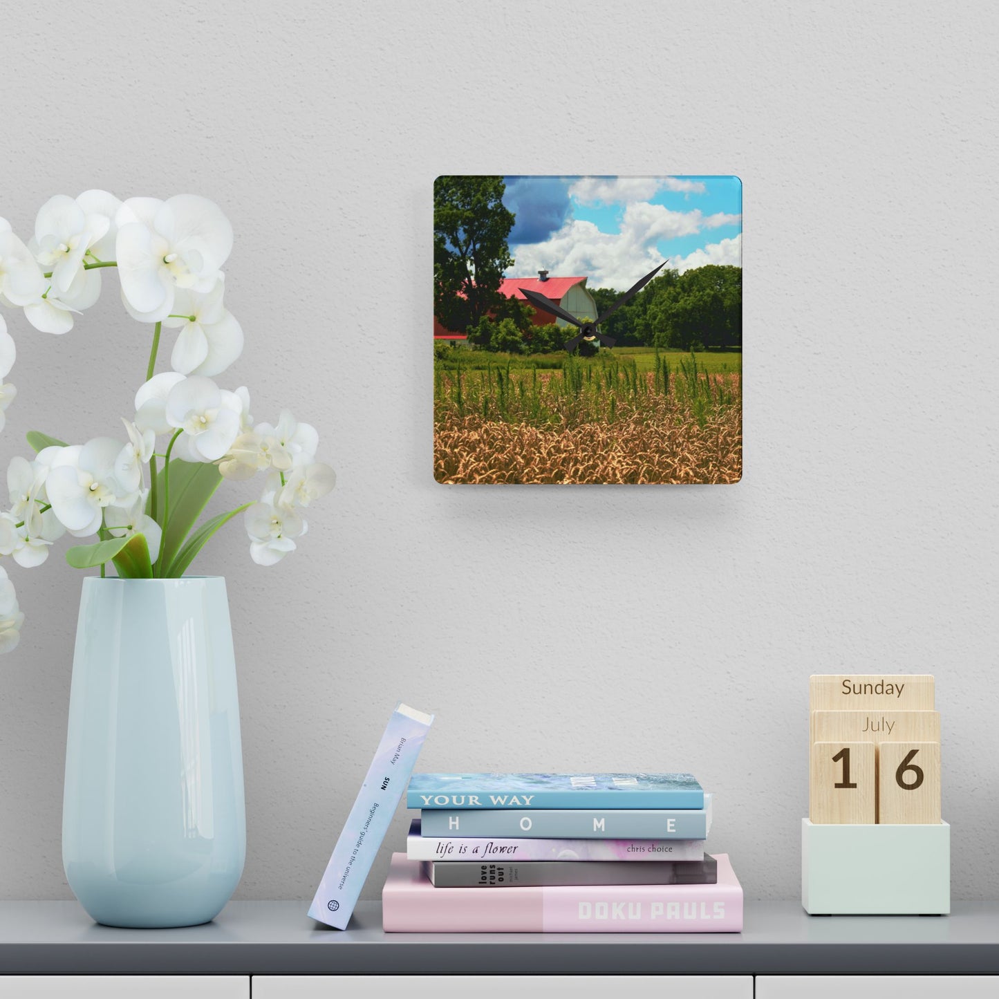 U R There Photography Northern White Rustic Farmhouse Acrylic Analog Wall Clock