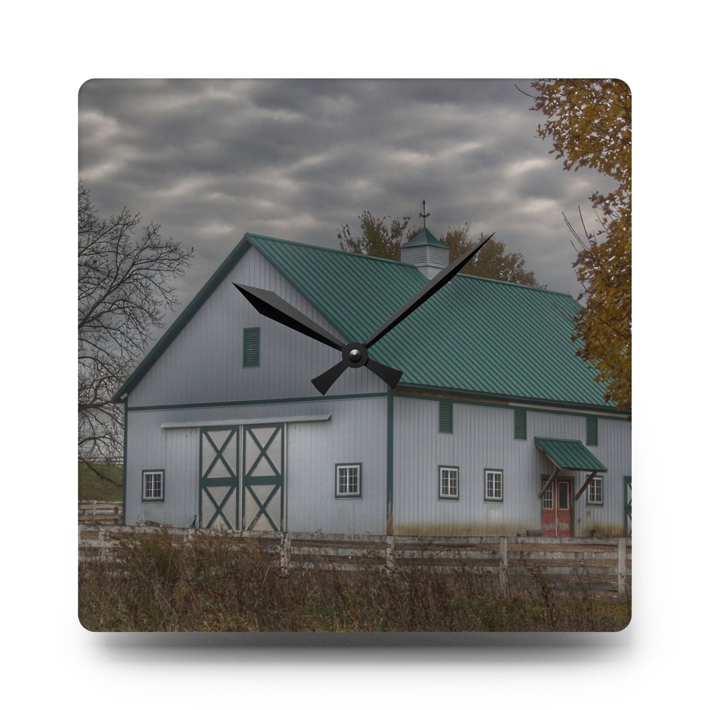 U R There Photography Millville White Rustic Farmhouse Acrylic Analog Wall Clock