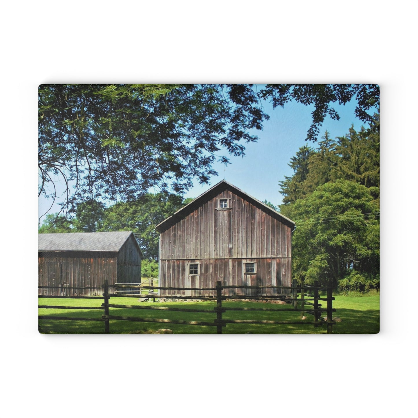 U R There Photography Otisville Grey Rustic Farmhouse Tempered-Glass Cutting Board