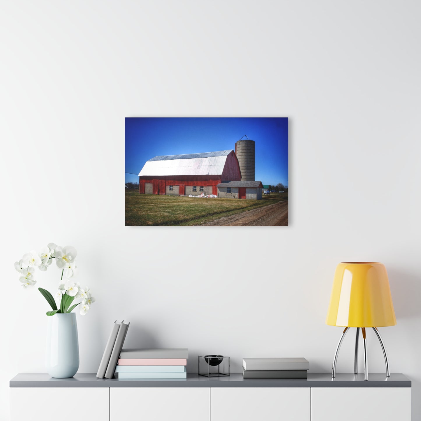 U R There Photography Burt Road Red and Silo Rustic Farmhouse Acrylic Wall Print