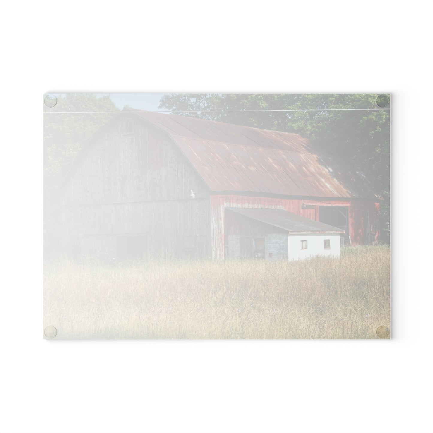U R There Photography Scott Road Red Rustic Farmhouse Tempered-Glass Cutting Board