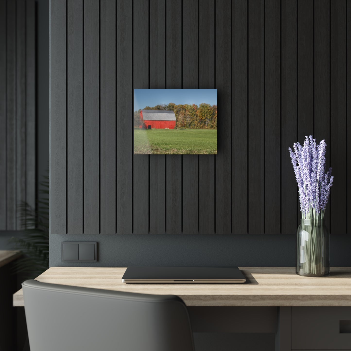 U R There Photography Ubly Road Red Rustic Farmhouse Acrylic Wall Print