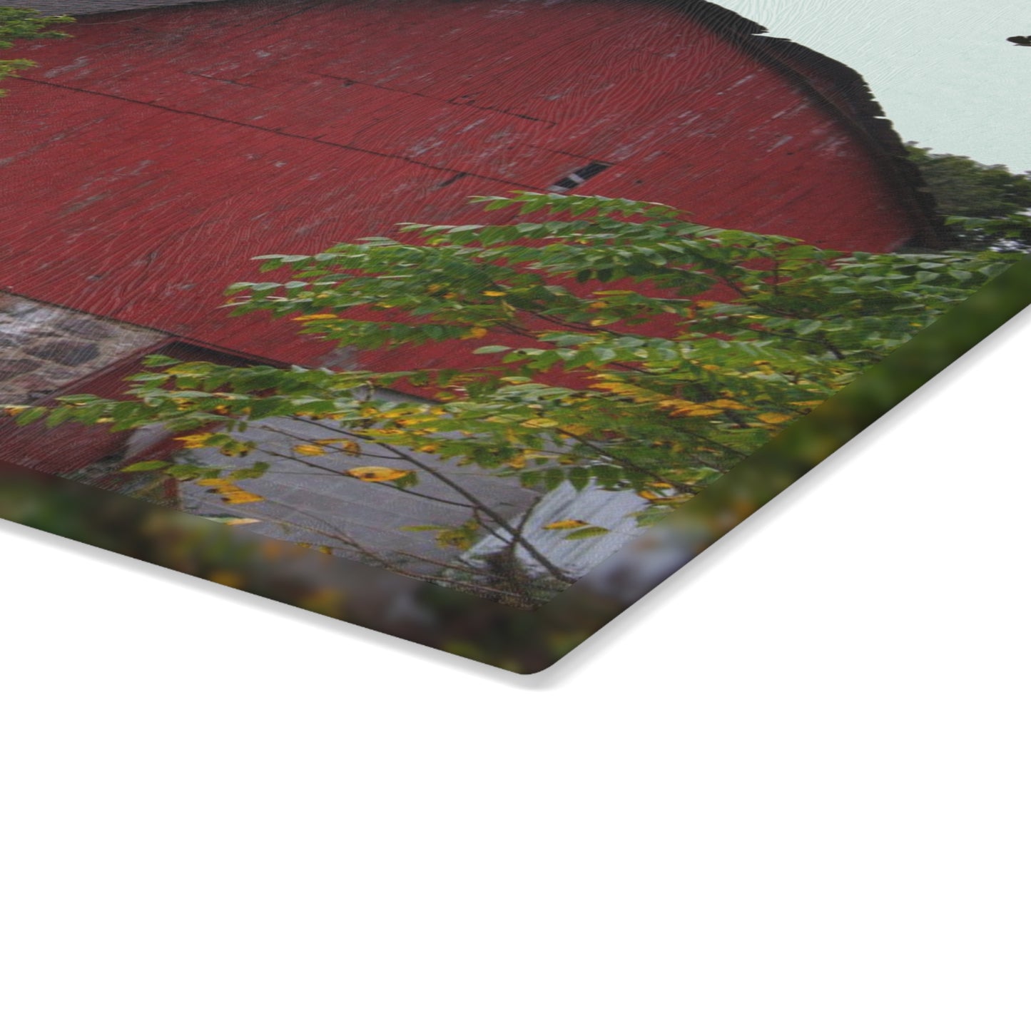 U R There Photography Brown Road Hidden Red II Rustic Farmhouse Tempered-Glass Cutting Board