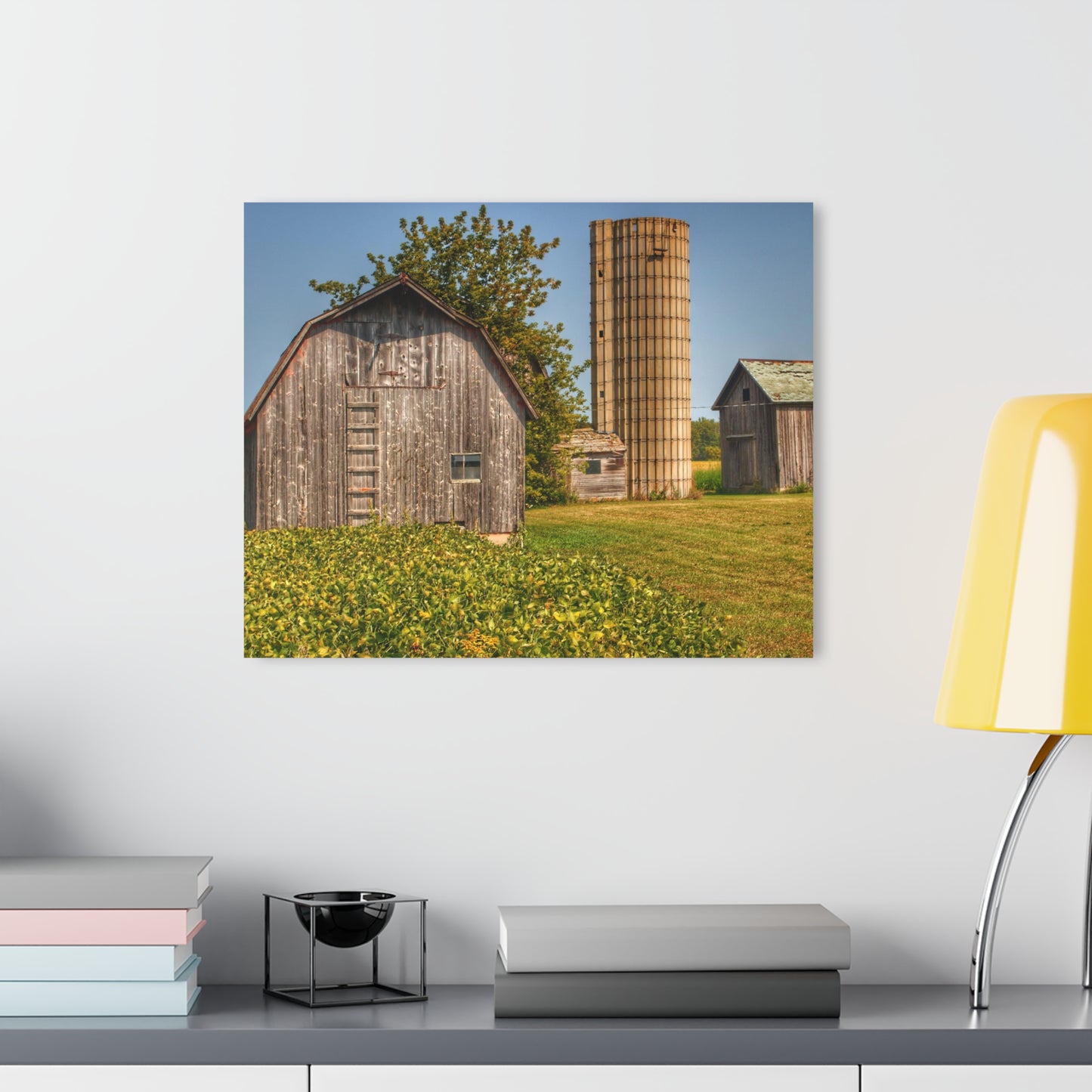 U R There Photography Swaffer Mini Greys and Silos Rustic Farmhouse Acrylic Wall Print