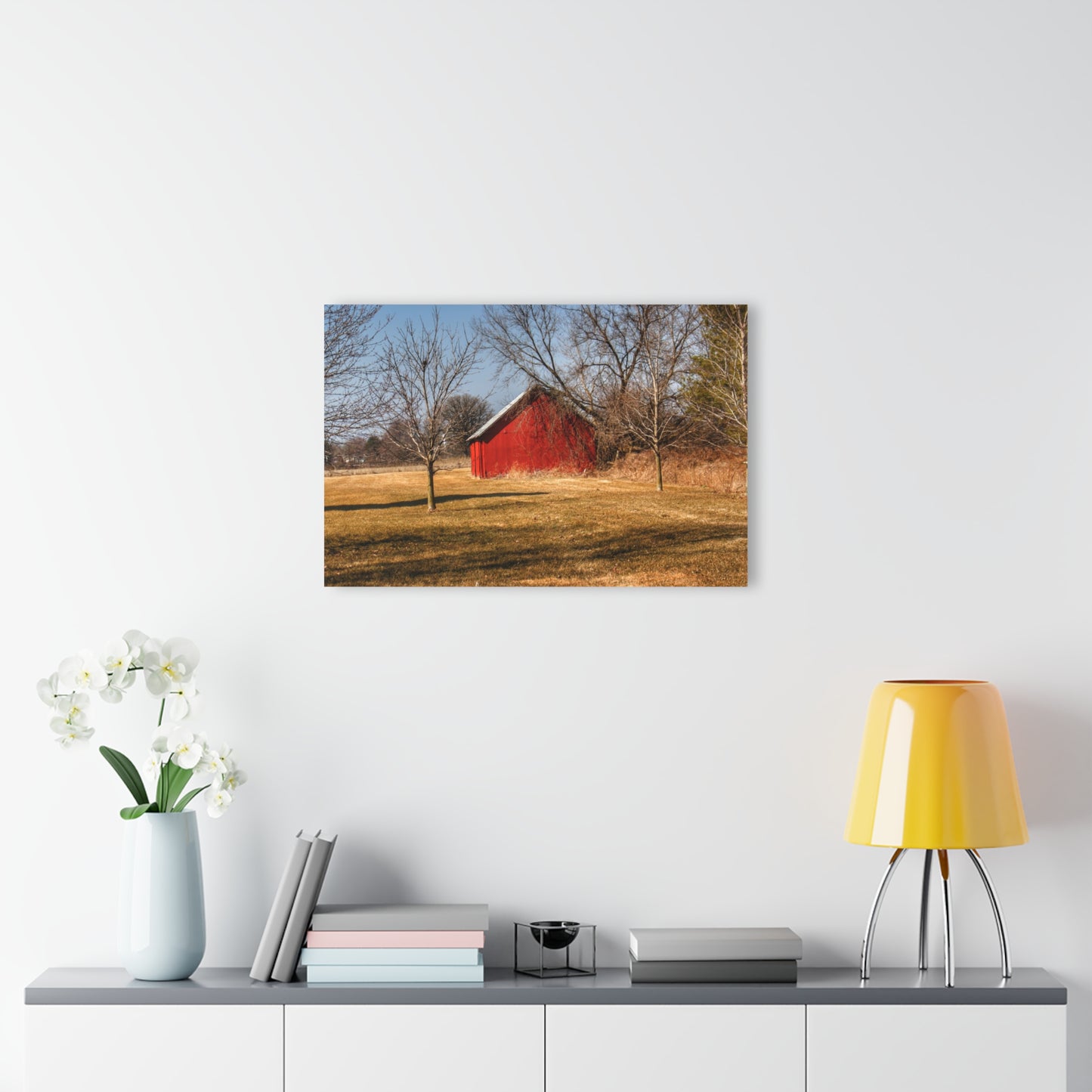 U R There Photography Romeo Plank Little Red Rustic Farmhouse Acrylic Analog Wall Clock
