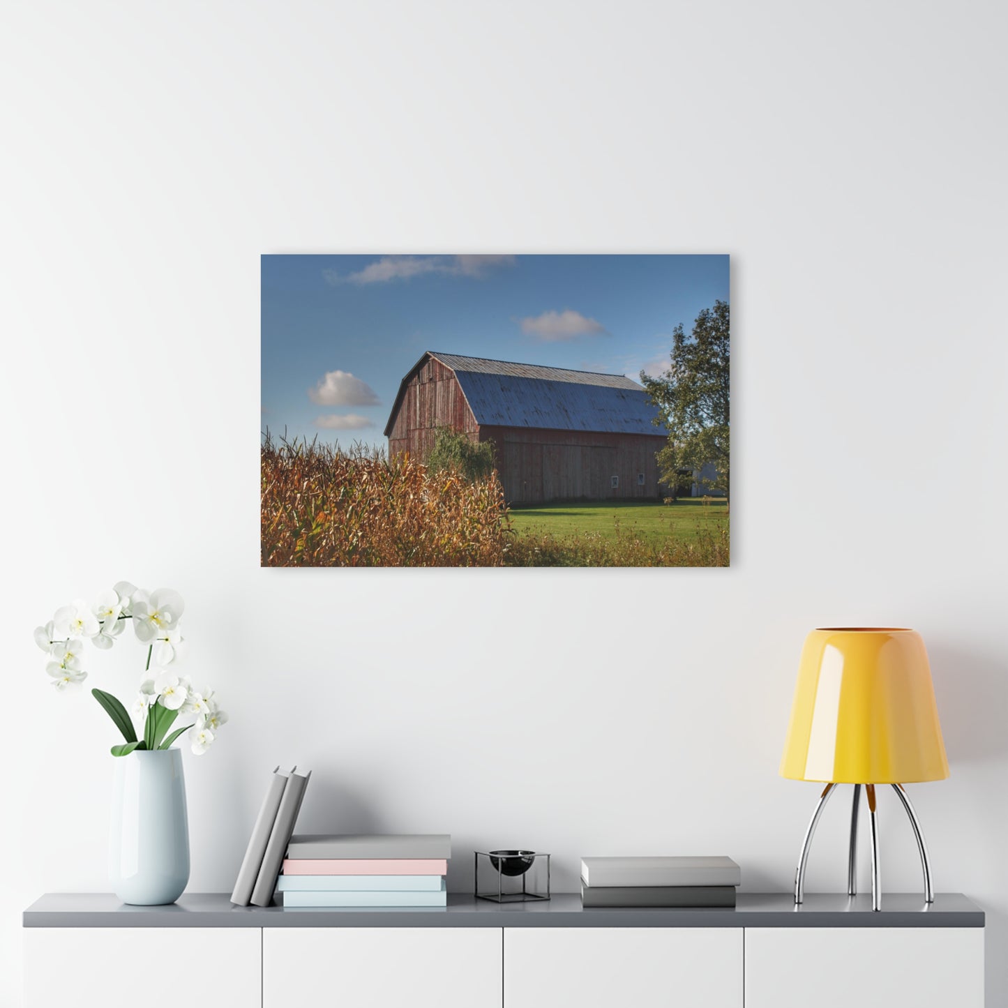 U R There Photography Croswell Fargo Road Red Rustic Farmhouse Acrylic Wall Print