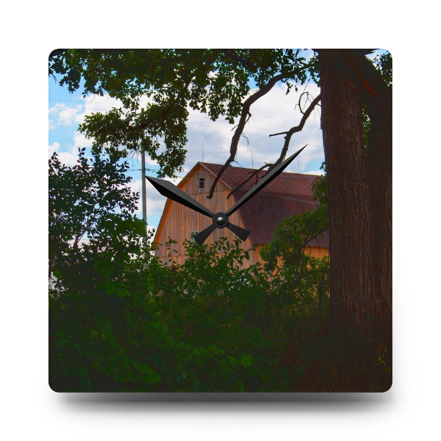 U R There Photography Bristol Gold Hidden Rustic Farmhouse Acrylic Analog Wall Clock