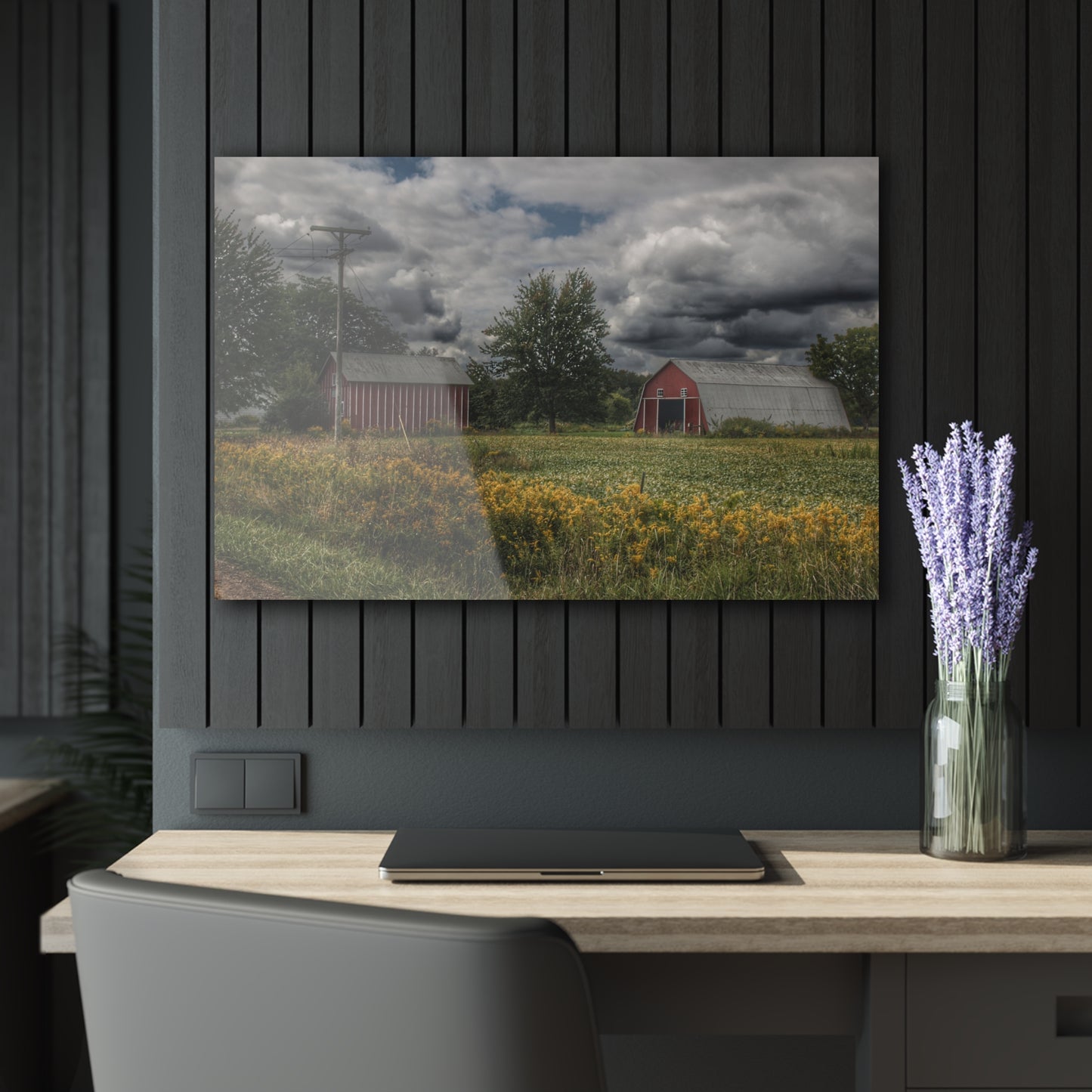 U R There Photography Pinstripe Barn and Buddy II Rustic Farmhouse Acrylic Wall Print