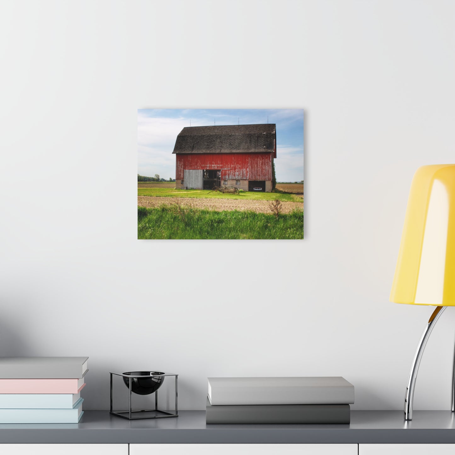 U R There Photography Unionville Elmwood Road Red I Rustic Farmhouse Acrylic Wall Print