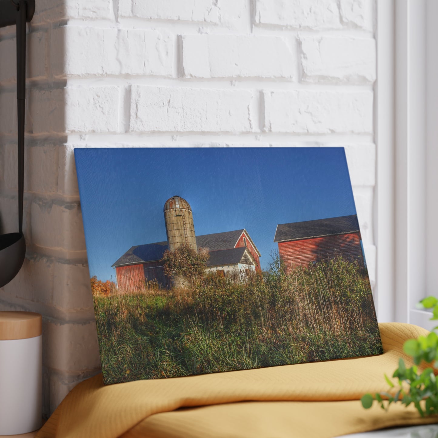 U R There Photography Clarkston Road Red II Rustic Farmhouse Tempered-Glass Cutting Board
