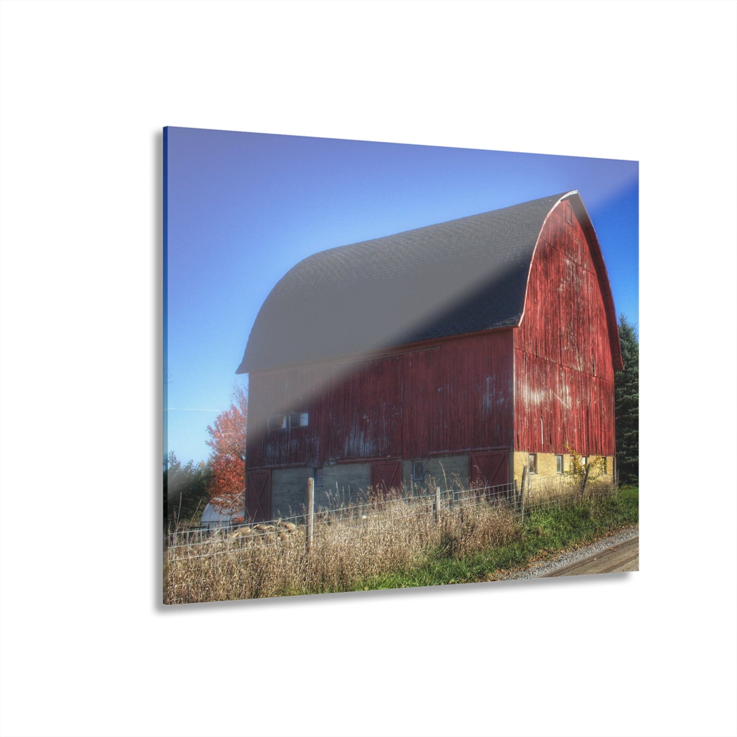 U R There Photography Big Roadside Red Rustic Farmhouse Acrylic Wall Print