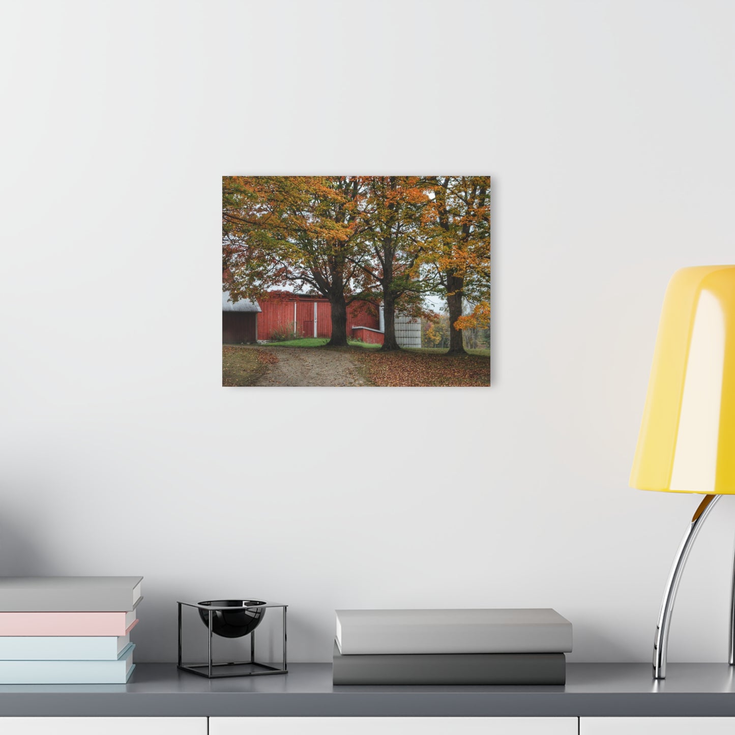 U R There Photography Brown Road Red in the Fall Rustic Farmhouse Acrylic Wall Print