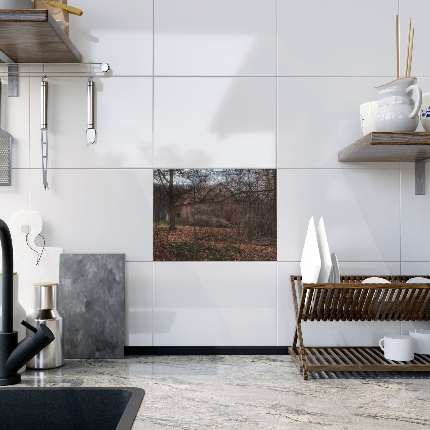 Rustic Farmhouse Wall Tile featuring Mayville Hidden Barn II