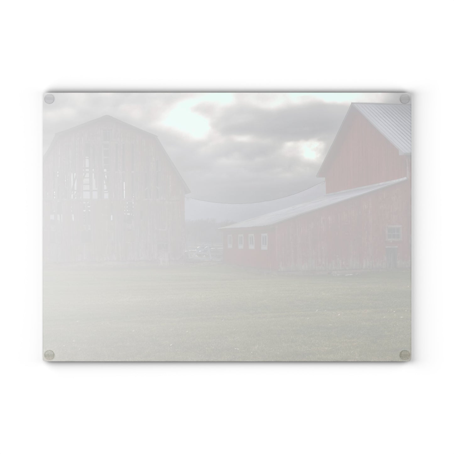 U R There Photography Church Road Reds Rustic Farmhouse Tempered-Glass Cutting Board
