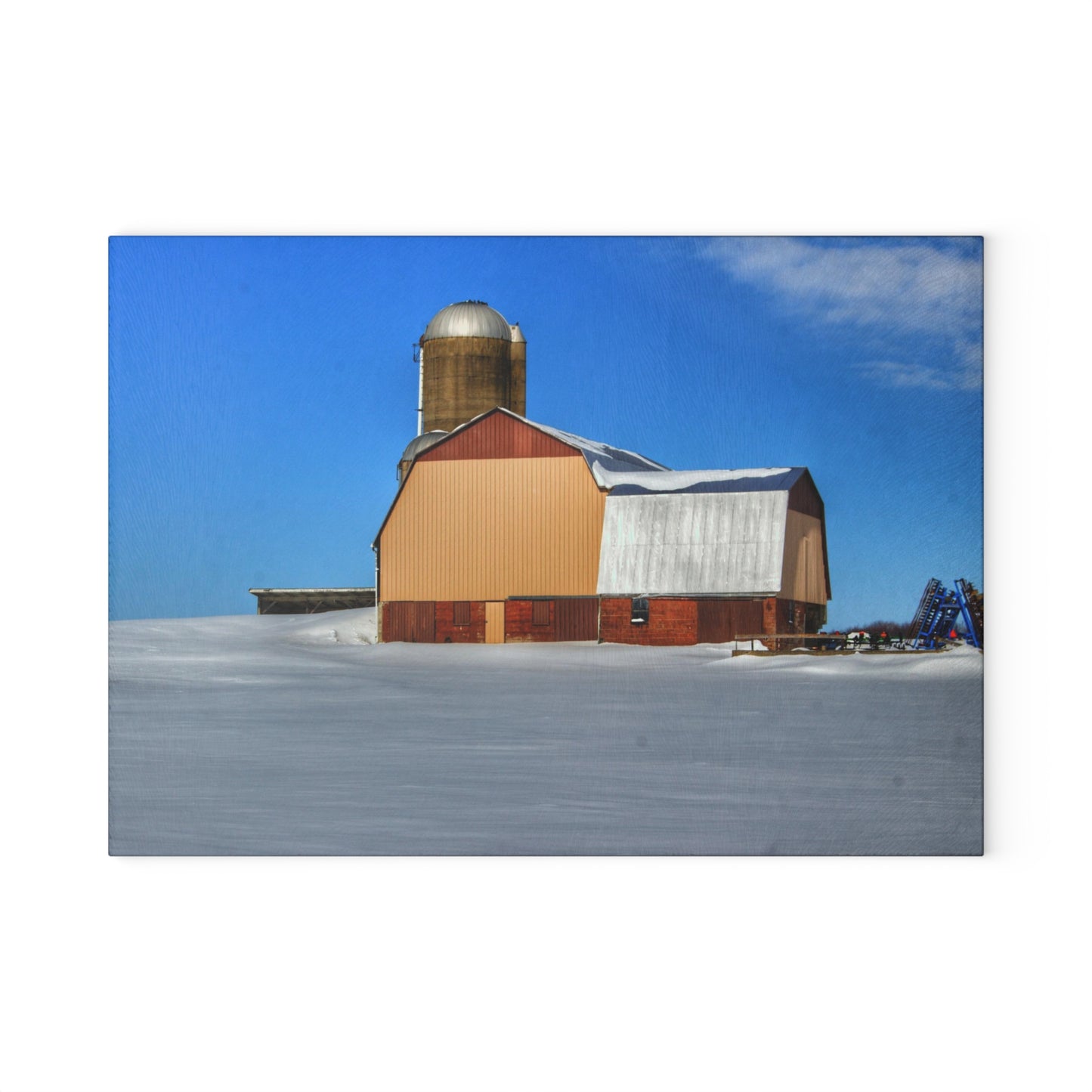 U R There Photography Bay City - Forestville Beige Barn Rustic Farmhouse Tempered-Glass Cutting Board