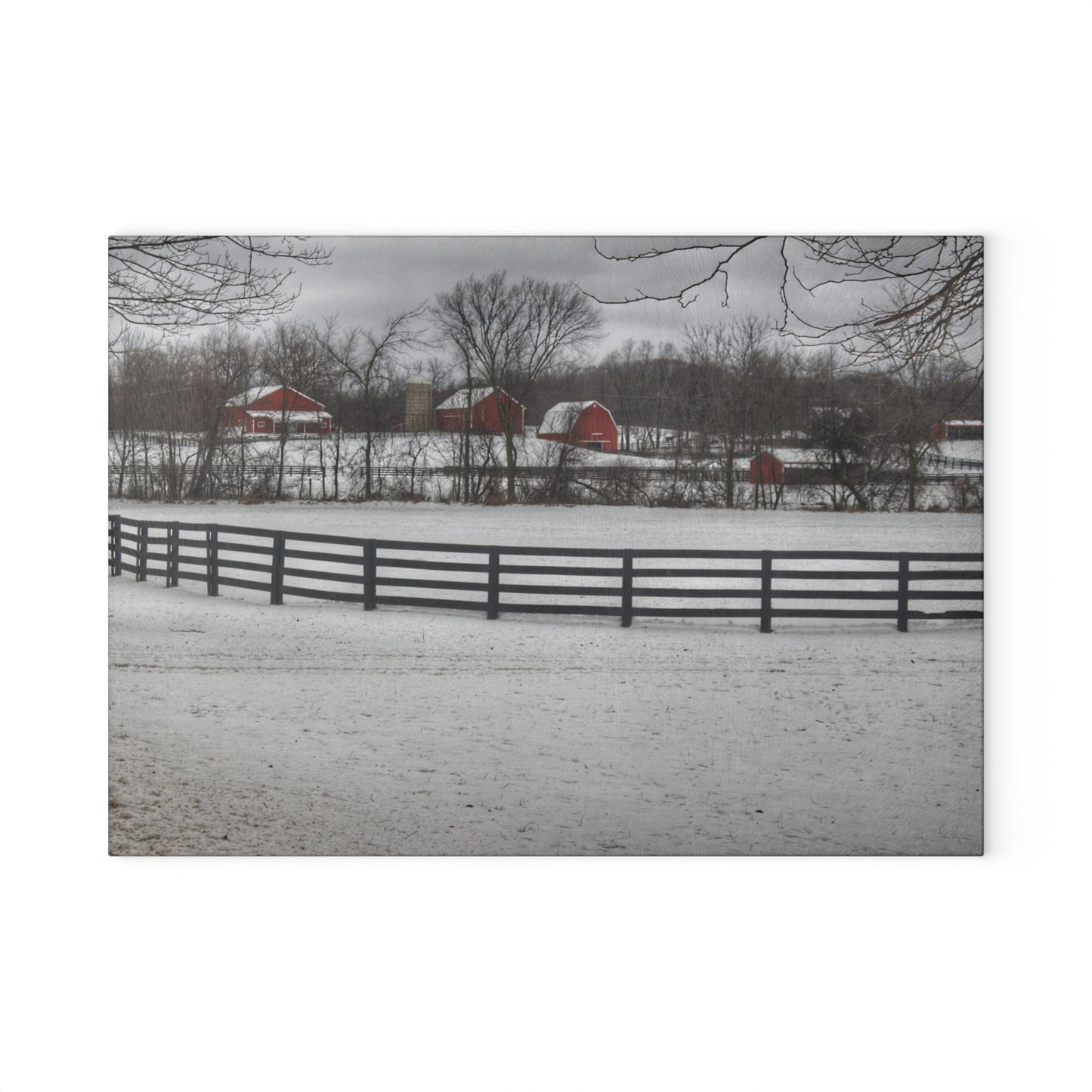 U R There Photography Barns of Barber Road II Rustic Farmhouse Tempered-Glass Cutting Board