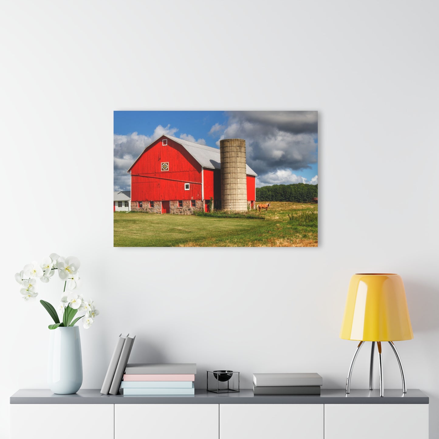 U R There Photography West Brown Road Red and Silo Rustic Farmhouse Acrylic Wall Print
