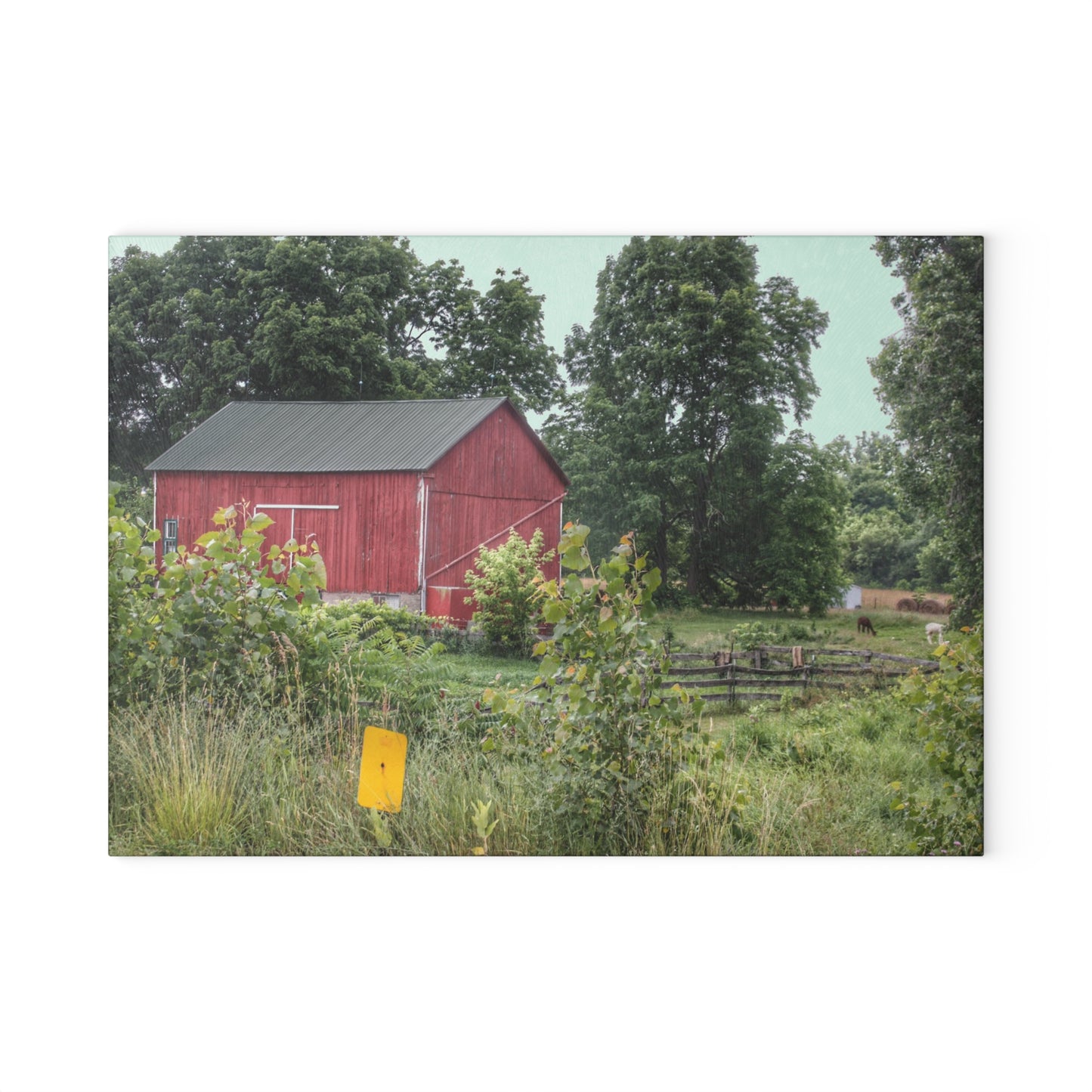U R There Photography Clifford Road Alpaca Barn Rustic Farmhouse Tempered-Glass Cutting Board