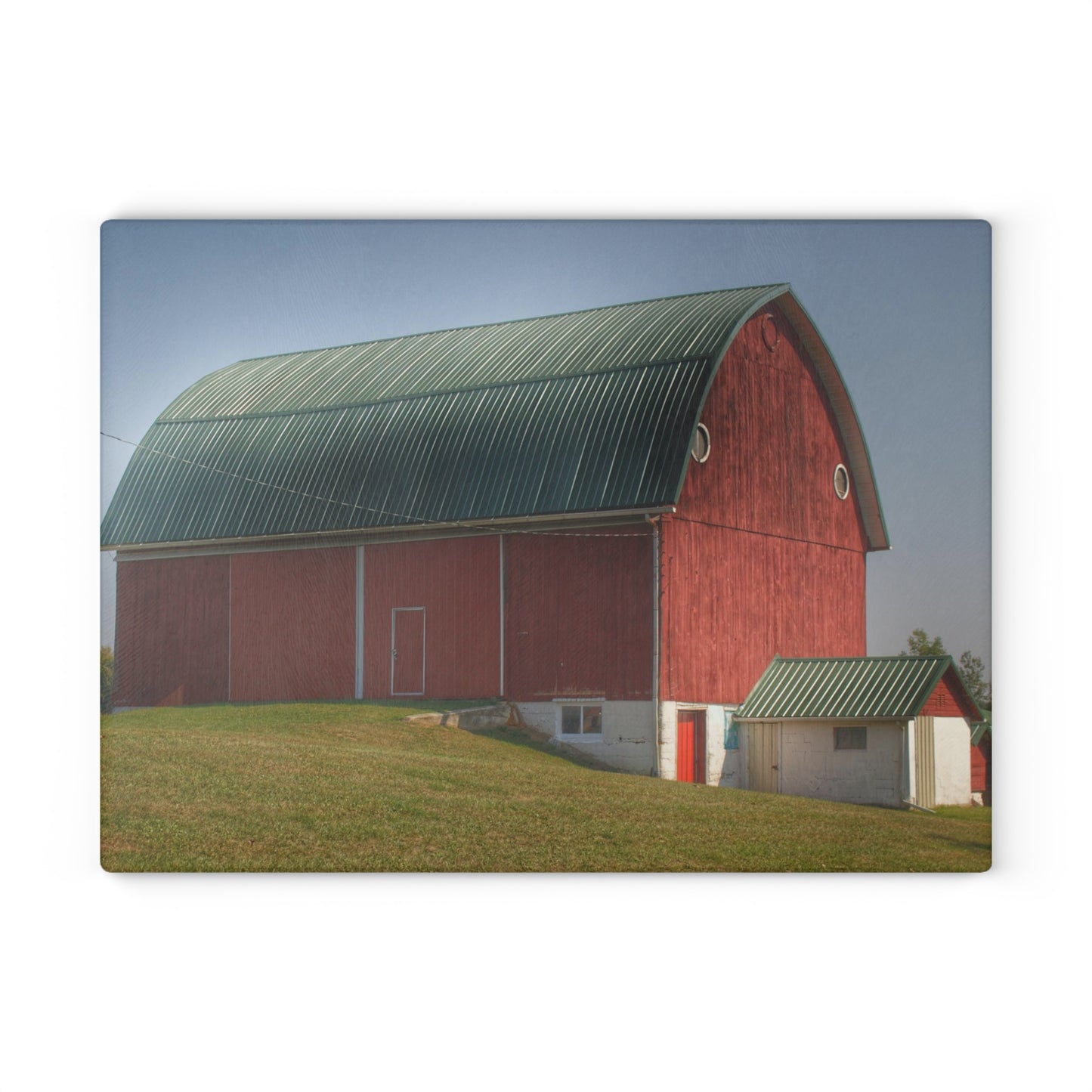 U R There Photography Barnes Road Red I Rustic Farmhouse Tempered-Glass Cutting Board