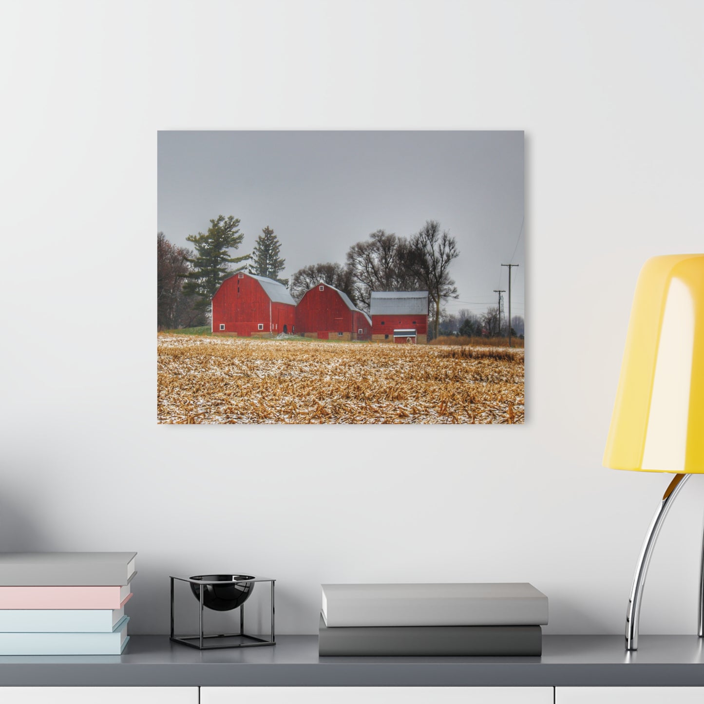 U R There Photography Shoemaker Road Winter Reds II Rustic Farmhouse Acrylic Wall Print
