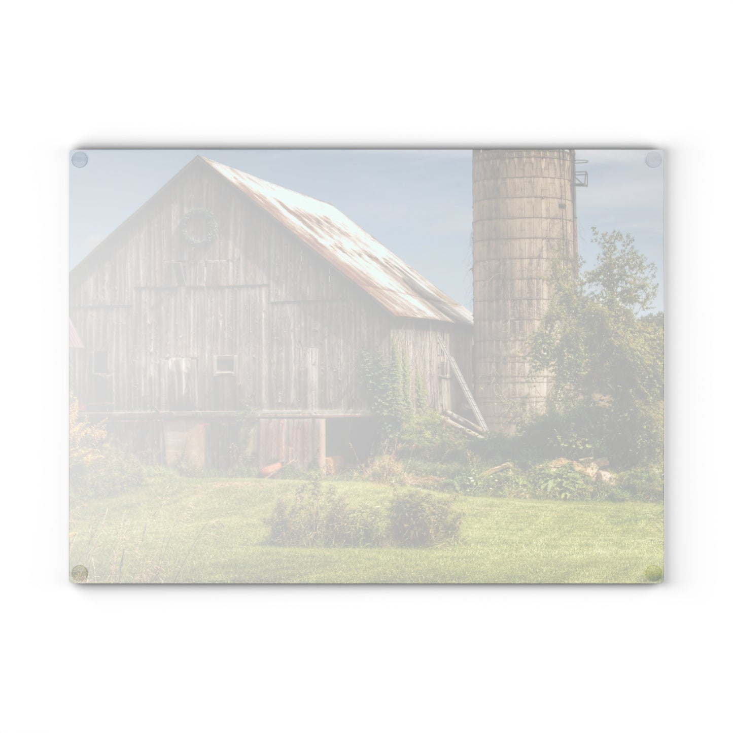U R There Photography Churchill Christmas Barn in Summer Rustic Farmhouse Tempered-Glass Cutting Board