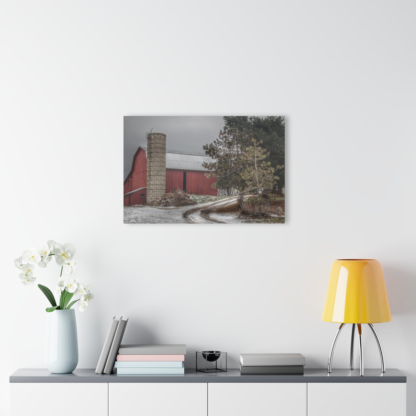 U R There Photography South Kirk Road Red Rustic Farmhouse Acrylic Wall Print