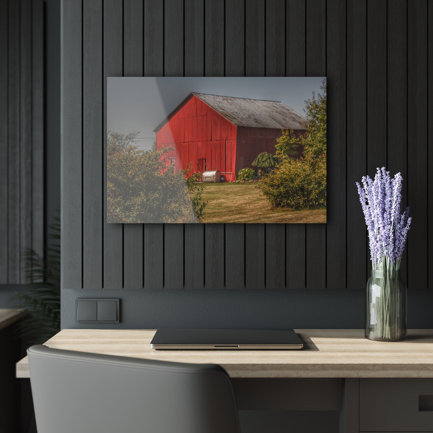 U R There Photography Vassar Roadside Red Rustic Farmhouse Acrylic Wall Print