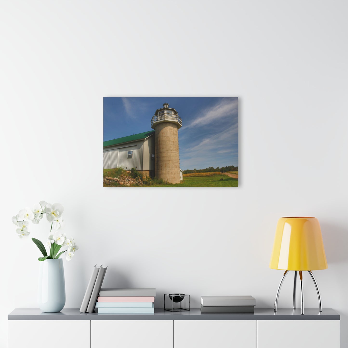 U R There Photography Phelps Road Lighthouse Barn II Rustic Farmhouse Acrylic Wall Print