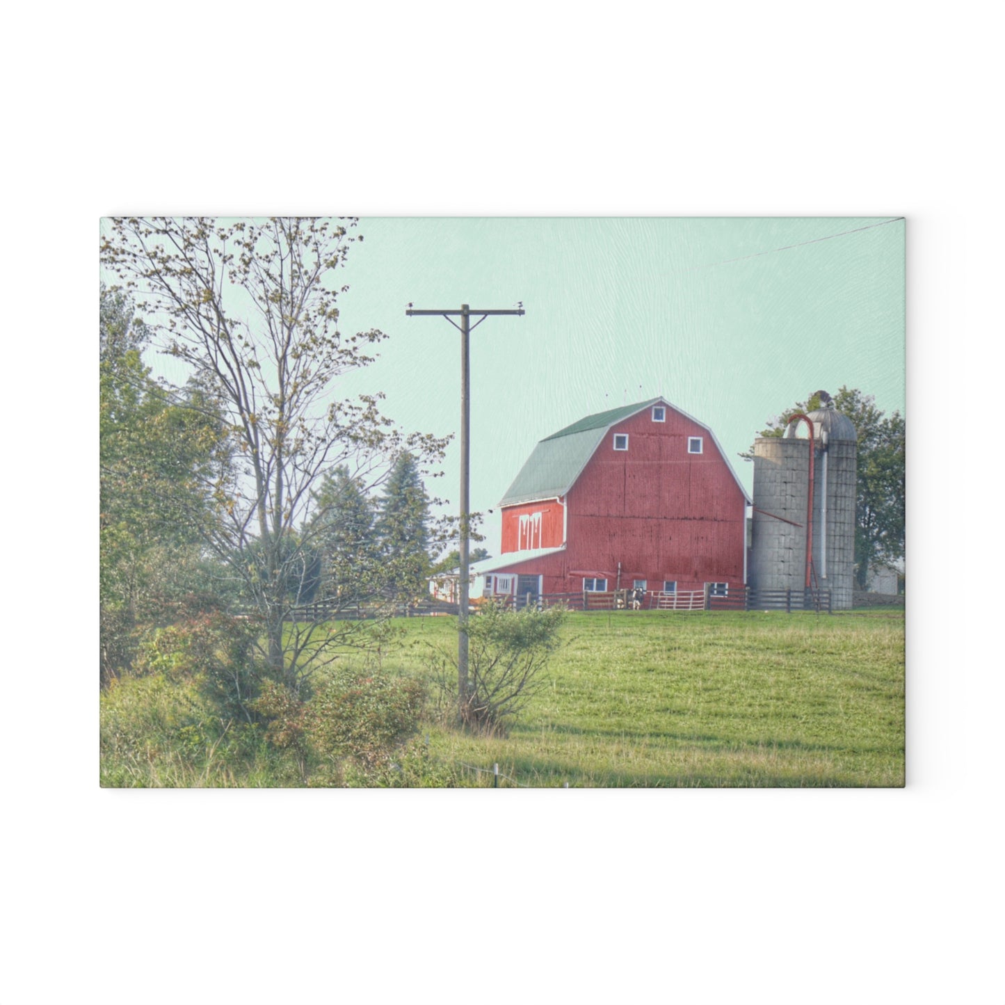 U R There Photography Stewart Road Red I Rustic Farmhouse Tempered-Glass Cutting Board
