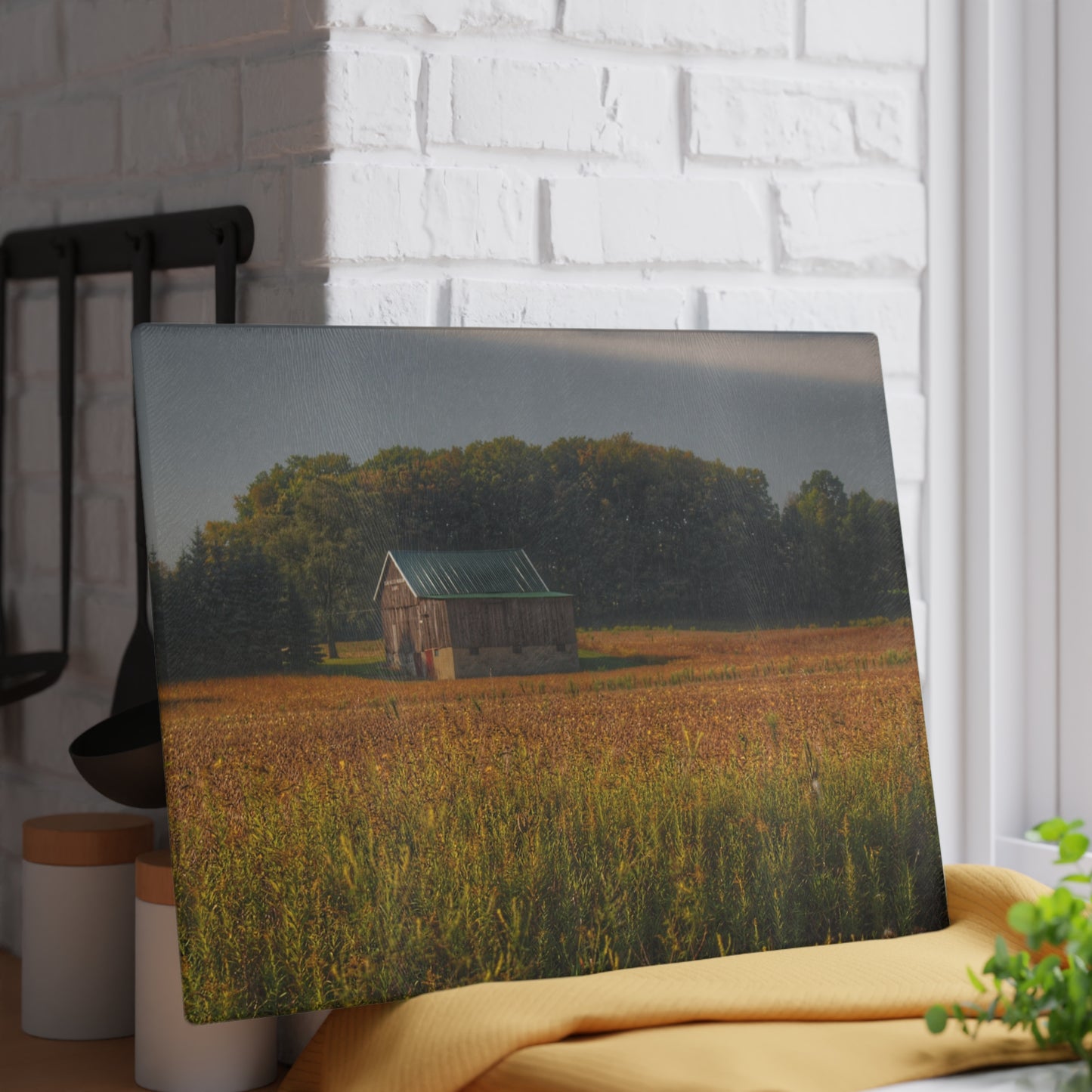 U R There Photography Snover Grey I Rustic Farmhouse Tempered-Glass Cutting Board
