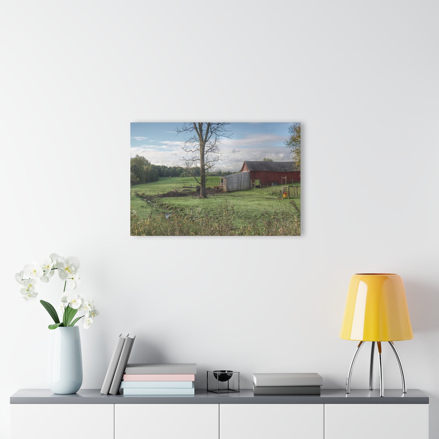 U R There Photography West Oregon Road Hidden Red III Rustic Farmhouse Acrylic Wall Print