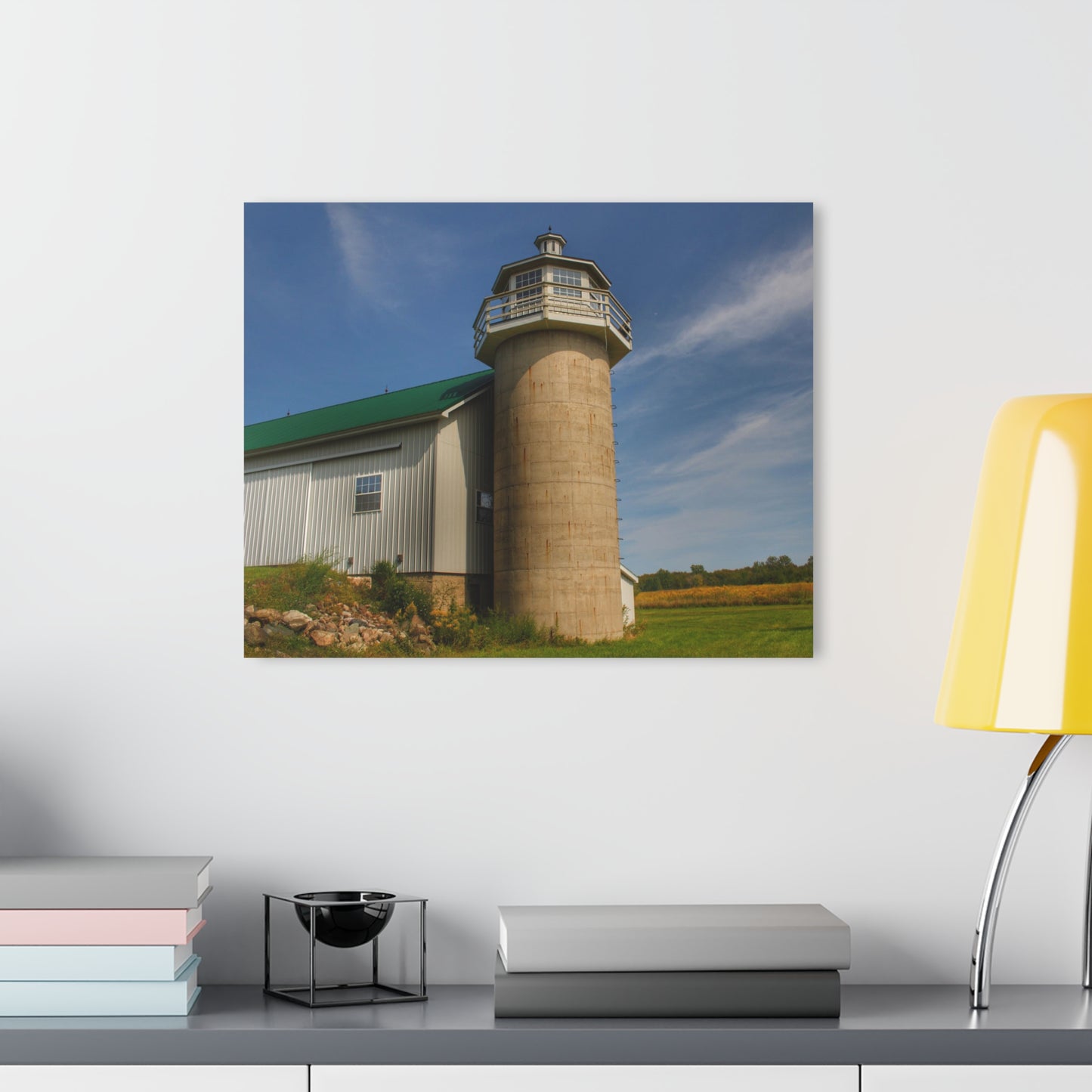 U R There Photography Phelps Road Lighthouse Barn II Rustic Farmhouse Acrylic Wall Print