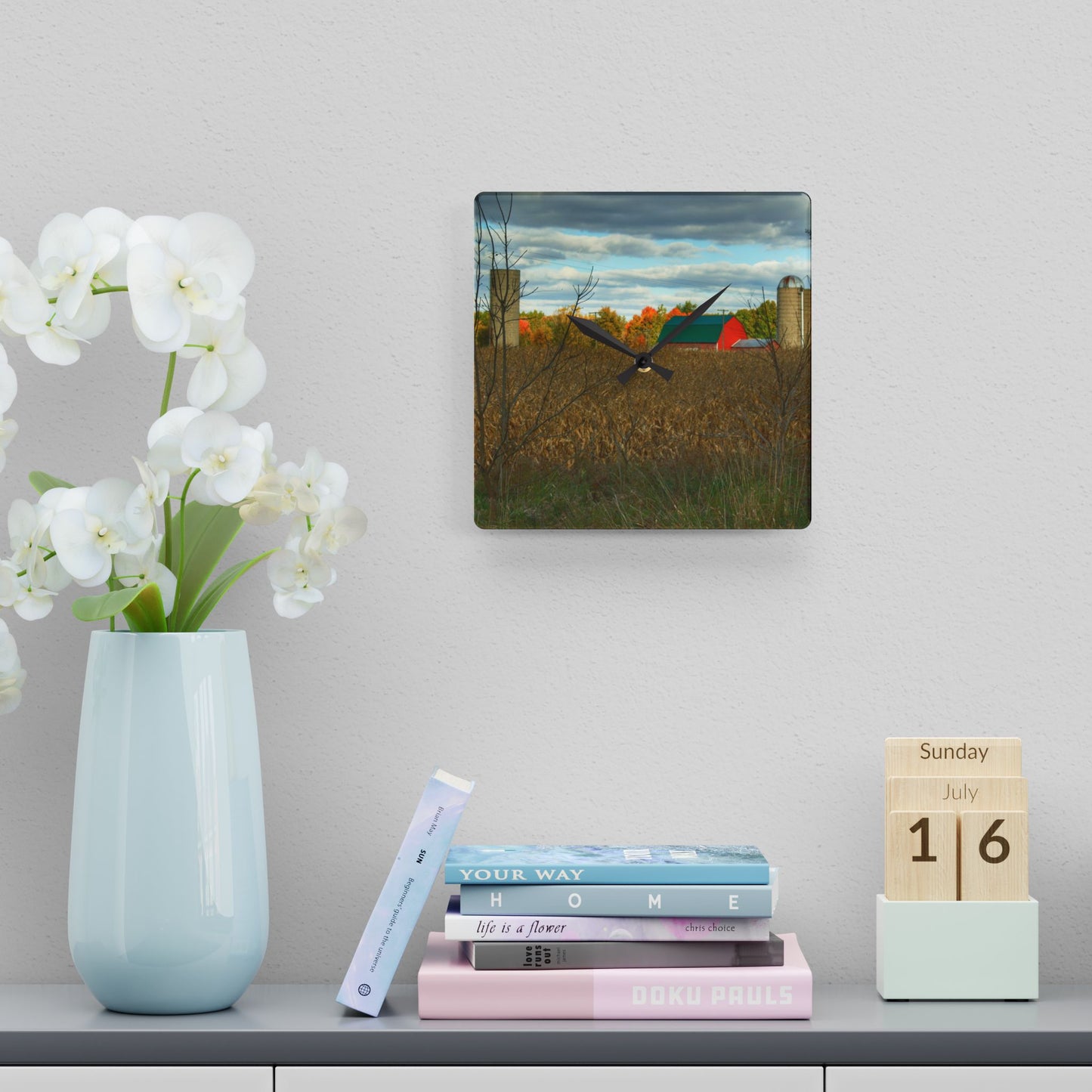 U R There Photography Beyond the Harvest Corn II Rustic Farmhouse Acrylic Analog Wall Clock