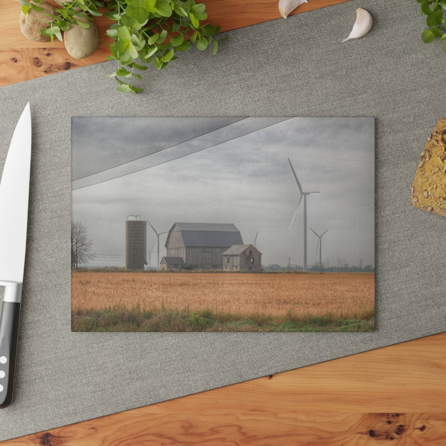 U R There Photography Pinabog Greys Rustic Farmhouse Tempered-Glass Cutting Board