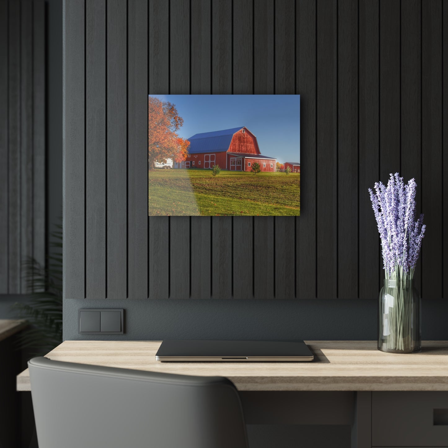 U R There Photography Shoemaker Road Red Rustic Farmhouse Acrylic Wall Print