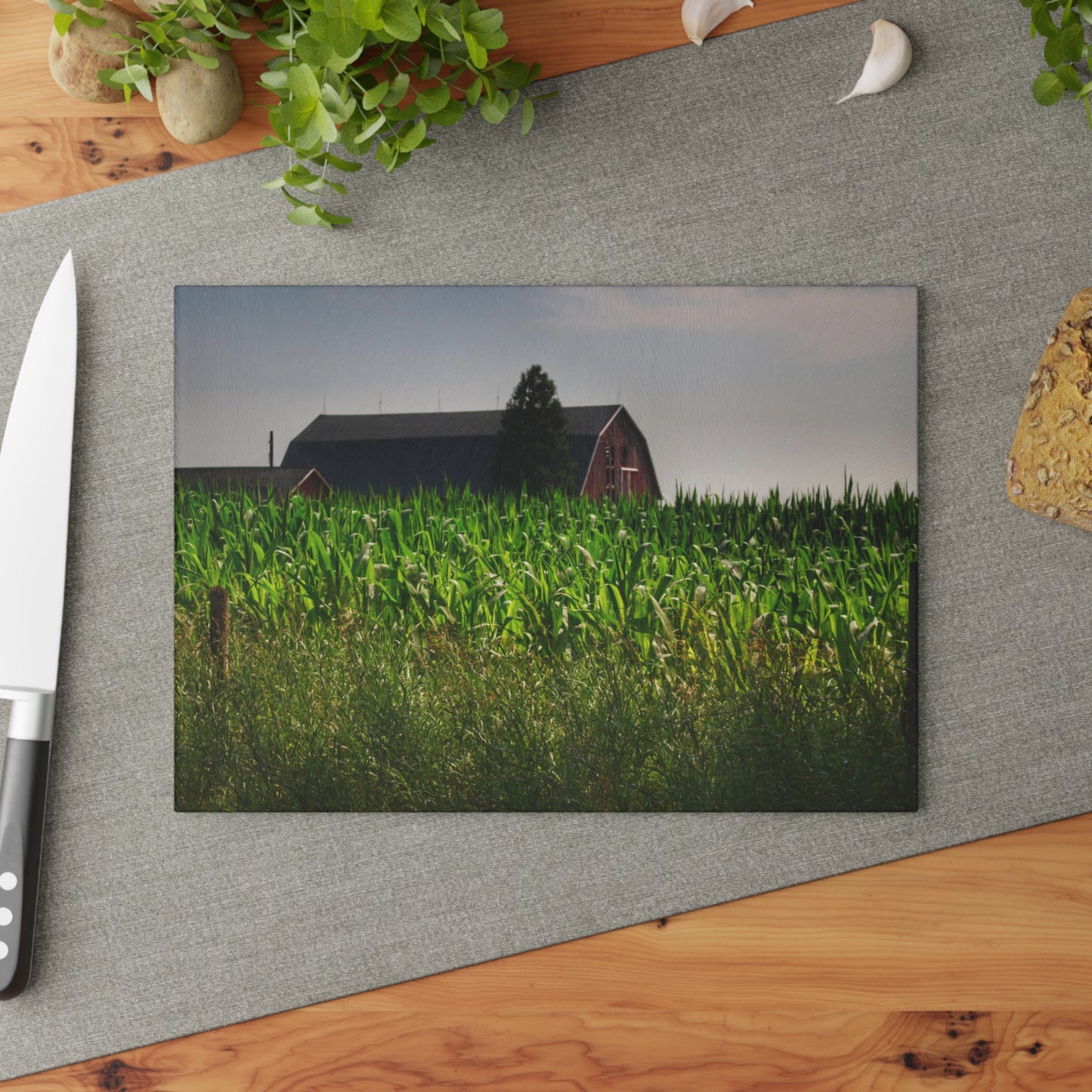 U R There Photography Beyond the Corn in Metamora Rustic Farmhouse Tempered-Glass Cutting Board