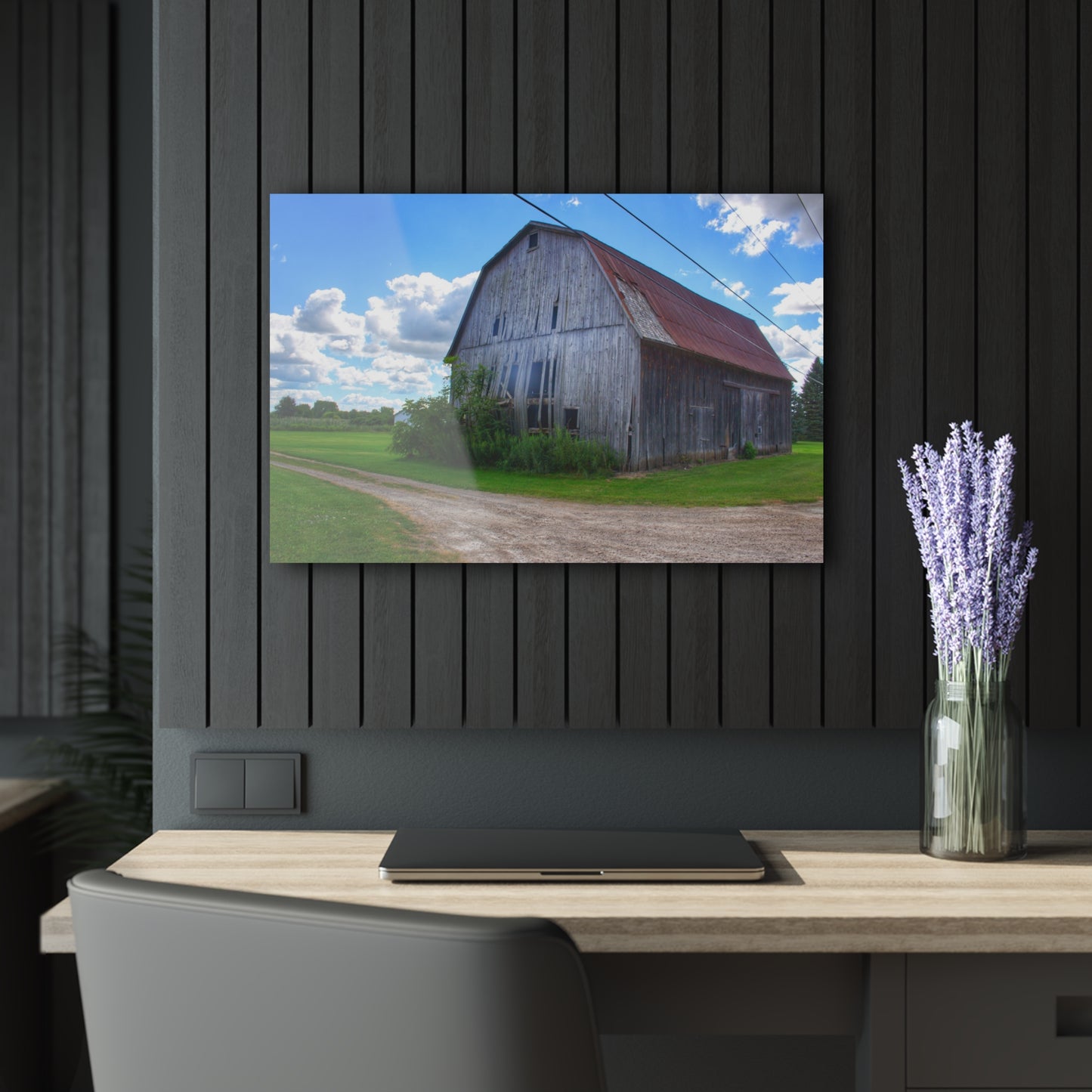 U R There Photography Schoenherr Road Grey I Rustic Farmhouse Acrylic Wall Print