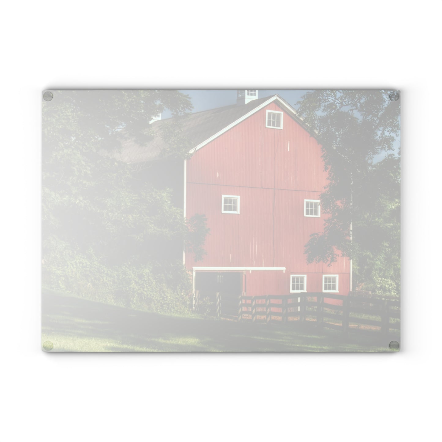 U R There Photography Oxford Red Rustic Farmhouse Tempered-Glass Cutting Board