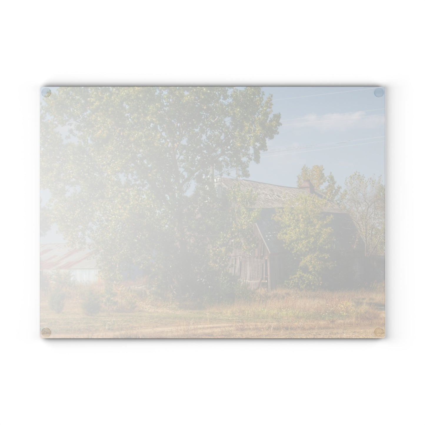 U R There Photography Barnes Road Old Grey I Rustic Farmhouse Tempered-Glass Cutting Board