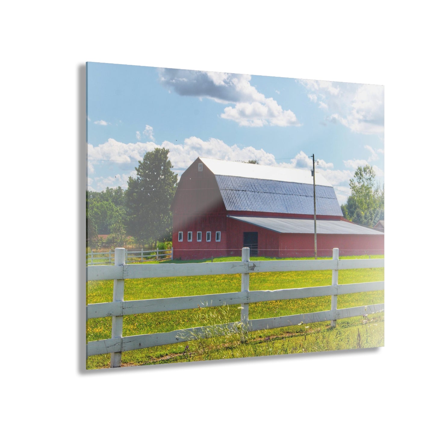 U R There Photography Burt Road Red Rustic Farmhouse Acrylic Wall Print