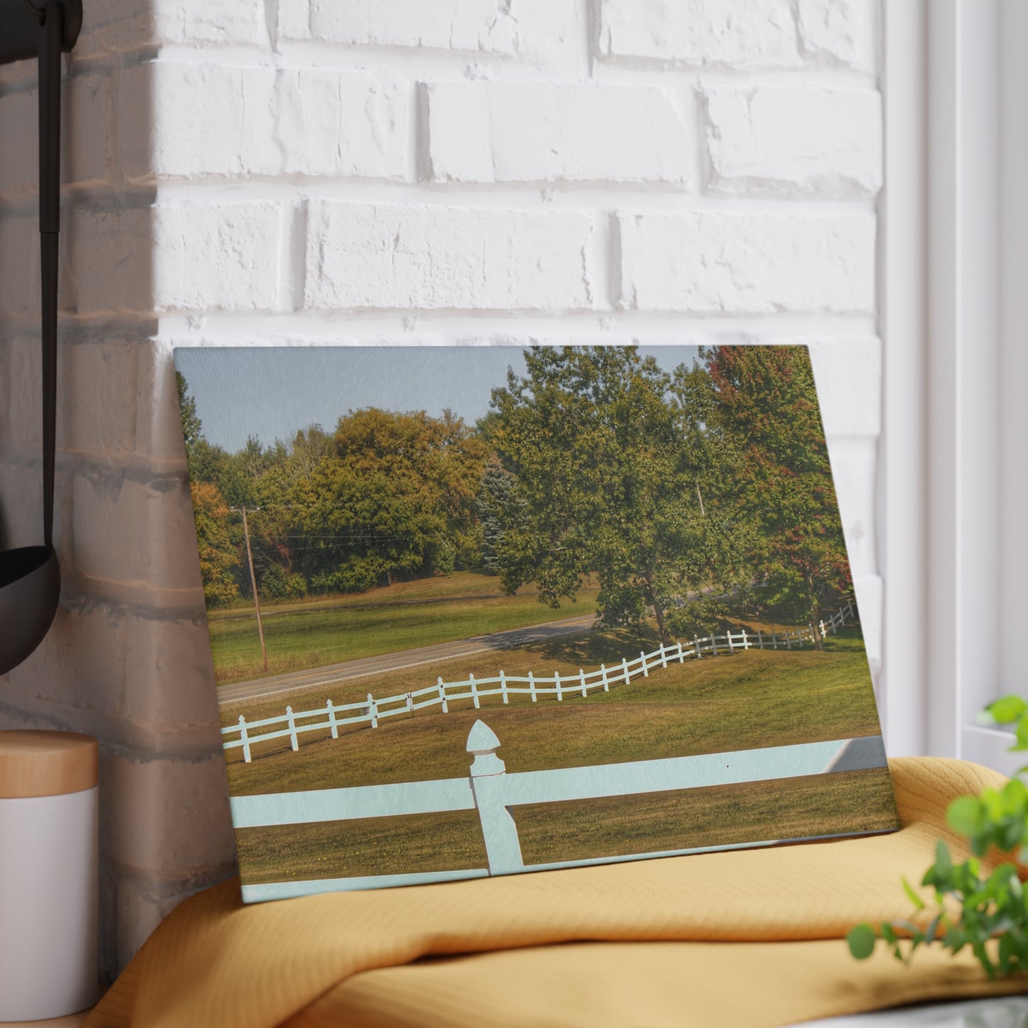 U R There Photography Beyond the White Fences Rustic Farmhouse Tempered-Glass Cutting Board