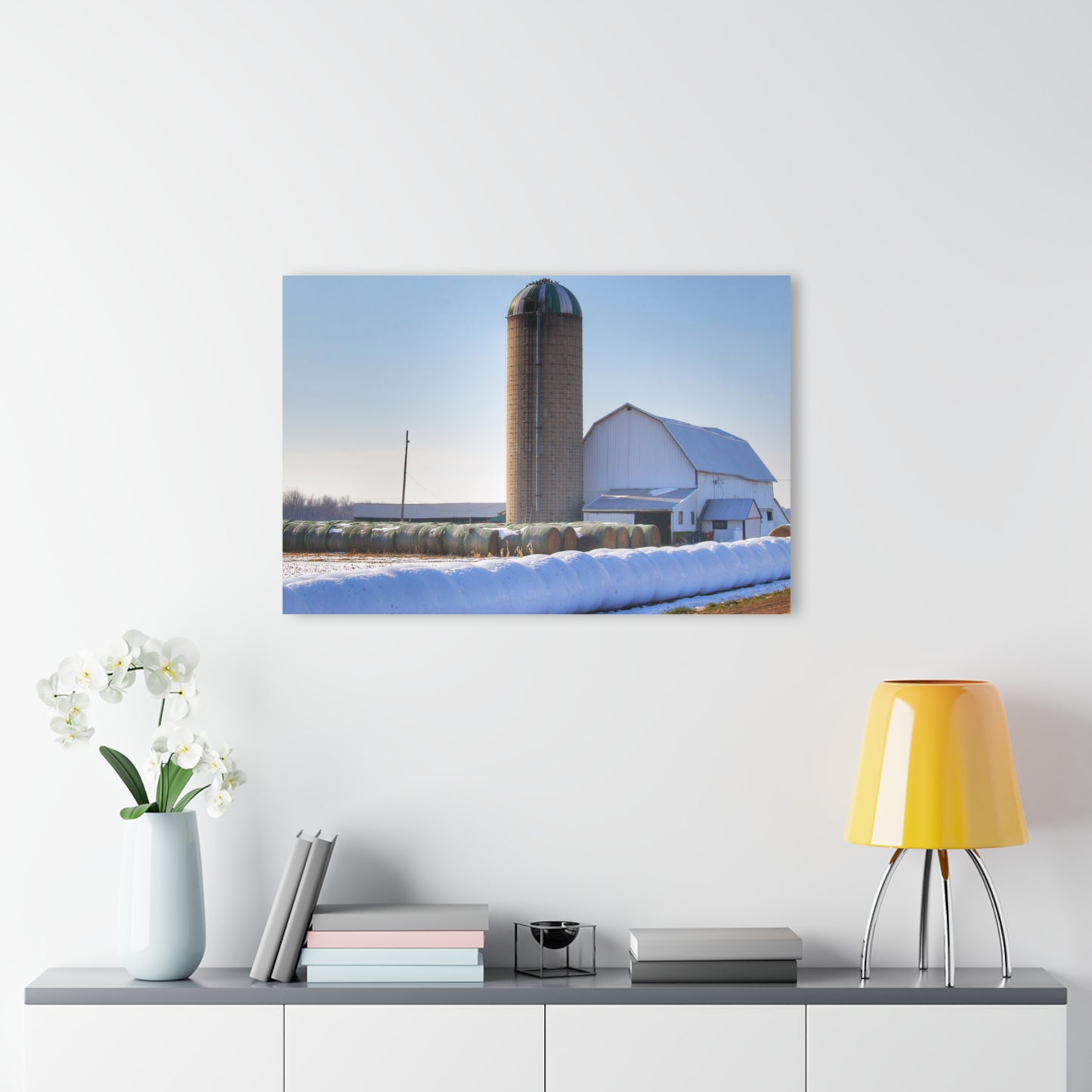 U R There Photography Bowers Road White in Winter Rustic Farmhouse Acrylic Wall Print