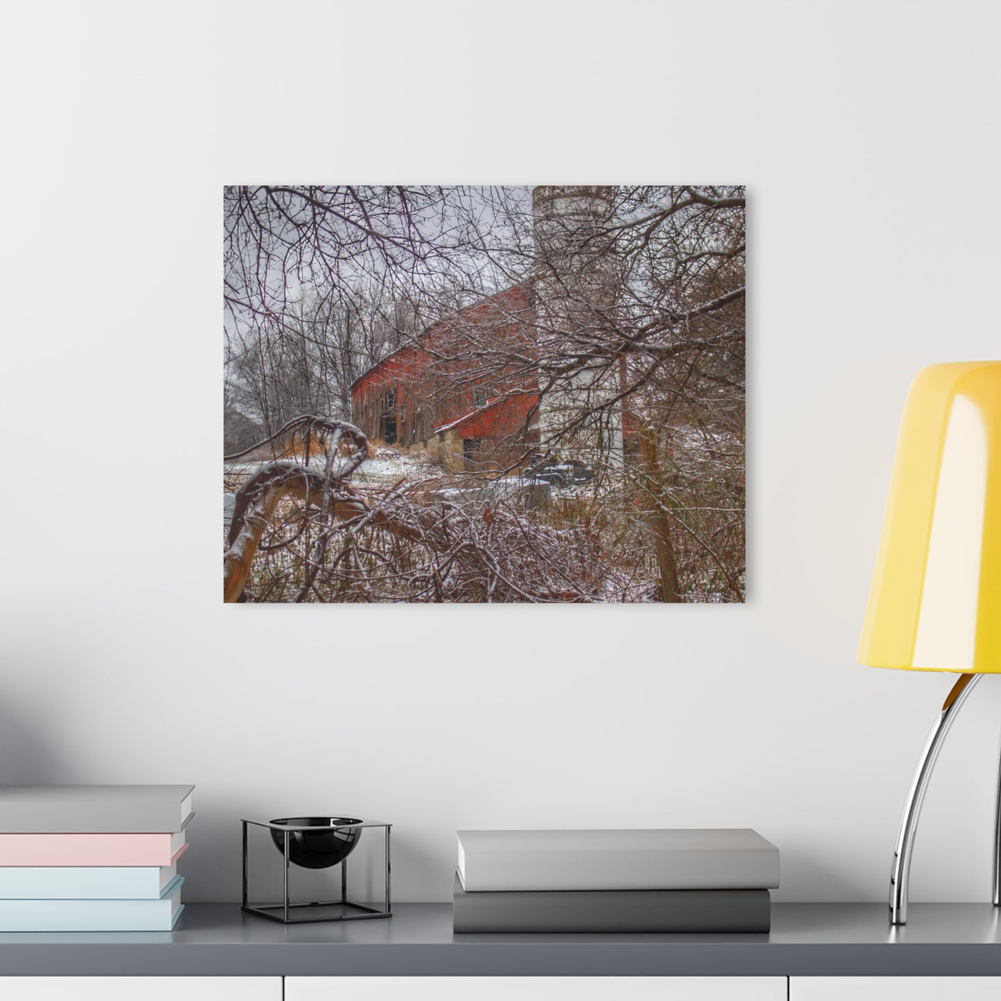 U R There Photography Sandhill Road Hidden Red I Rustic Farmhouse Acrylic Wall Print