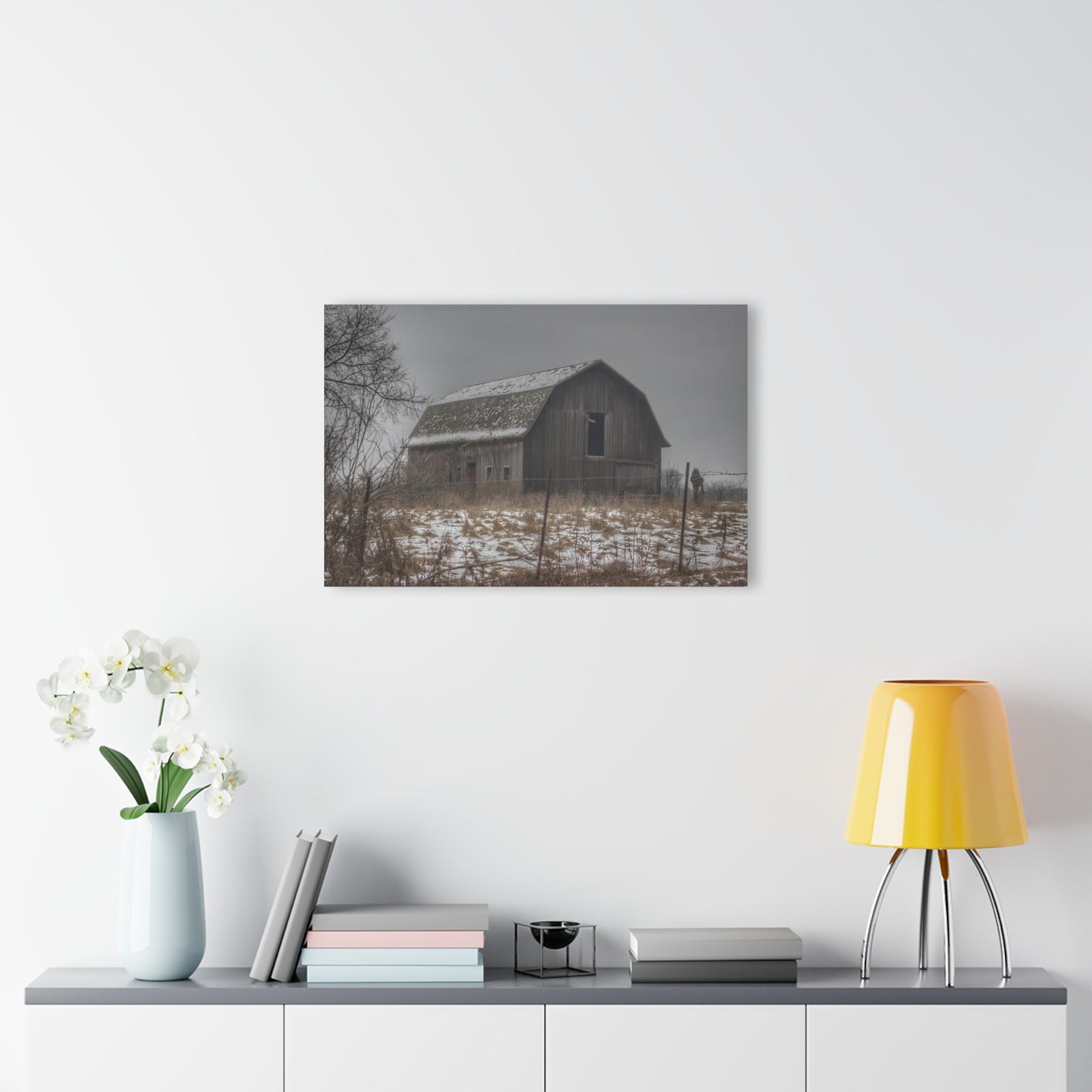U R There Photography South Kirk Road Grey Rustic Farmhouse Acrylic Wall Print